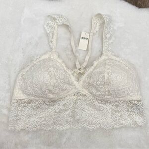 Aerie White Lace Racerback Bralette